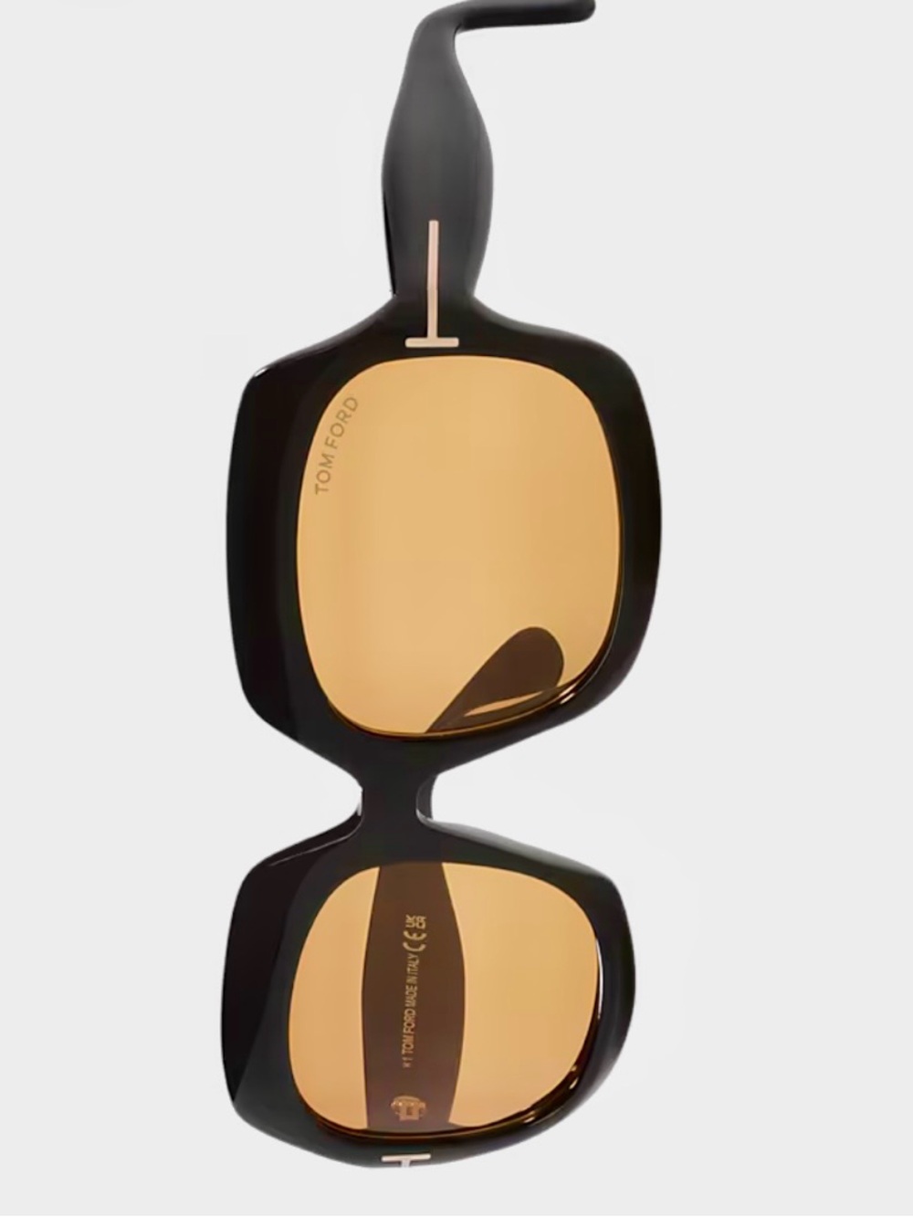 Tom Ford Women's Square Sunglasses - Dark Brown Frame with Amber Lenses